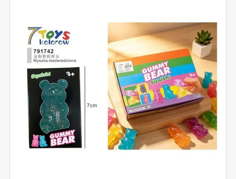 Squishy Miś Gummy Bear Zabawka Antystresowa 7 cm Kolorowa