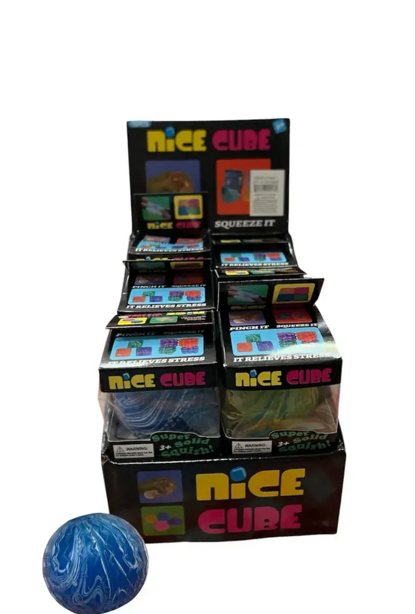 Piłka antystresowa Nice Cube niebieska z białym wzorem