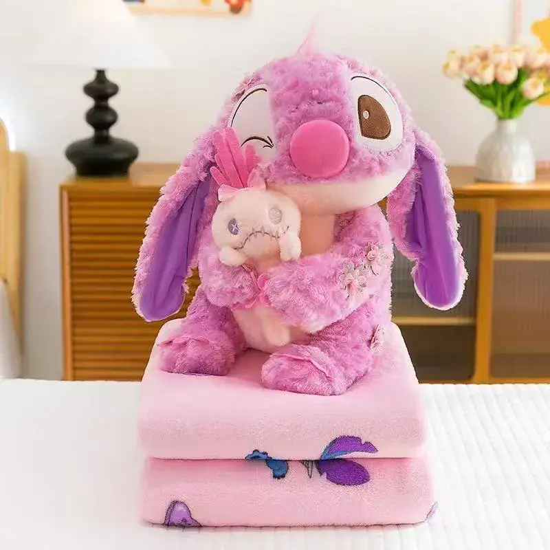 Maskotka Stitch z Angel na Kocyk Różowa Pluszowa