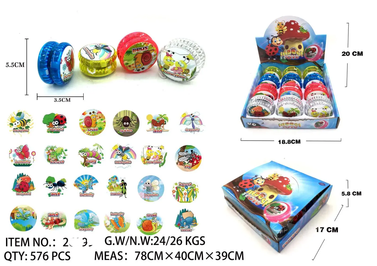 Zabawki YOYO dla Dzieci Świecące 3,5 cm
