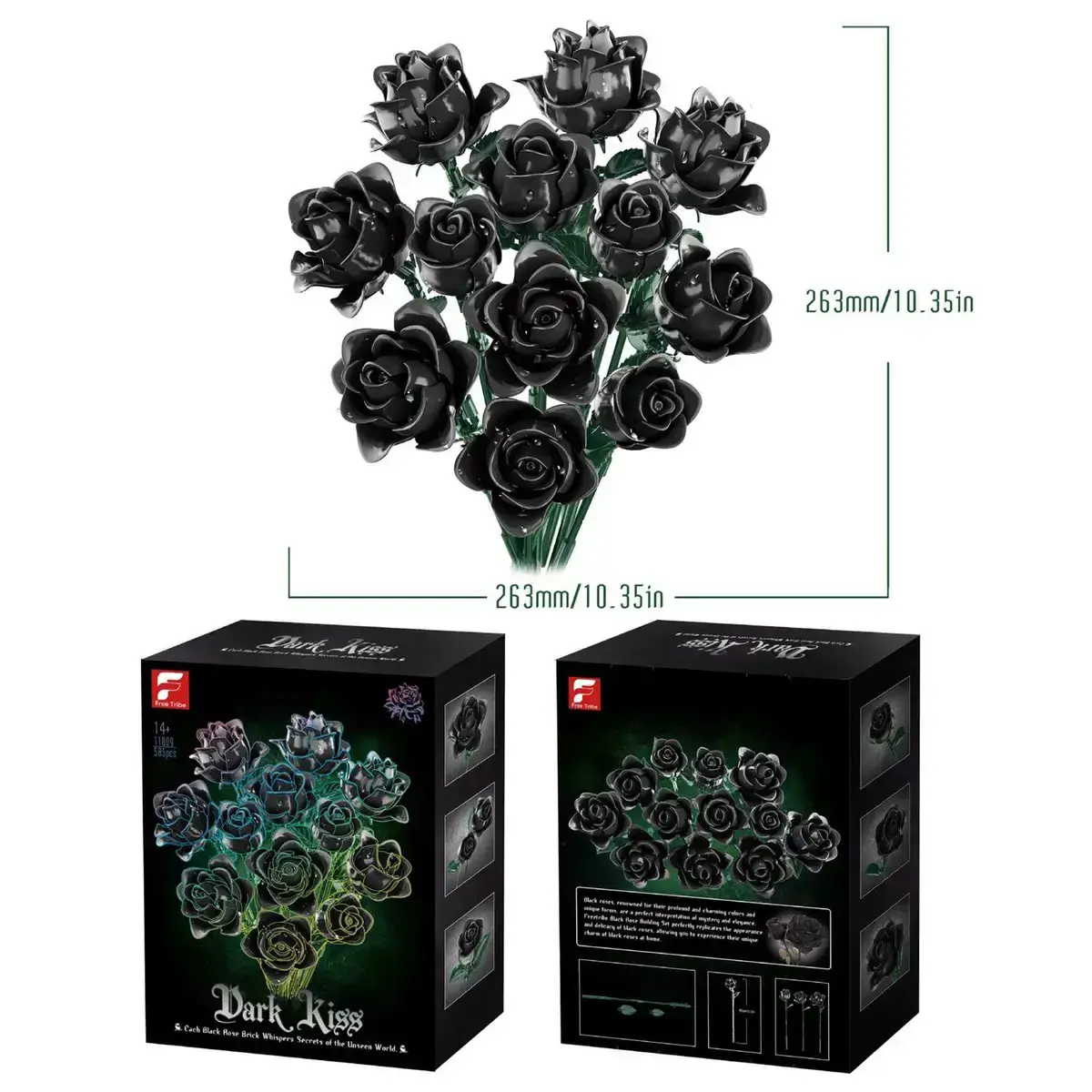 Zestaw Klocków Dark Kisses Bukiet Czarnych Róż 263mm