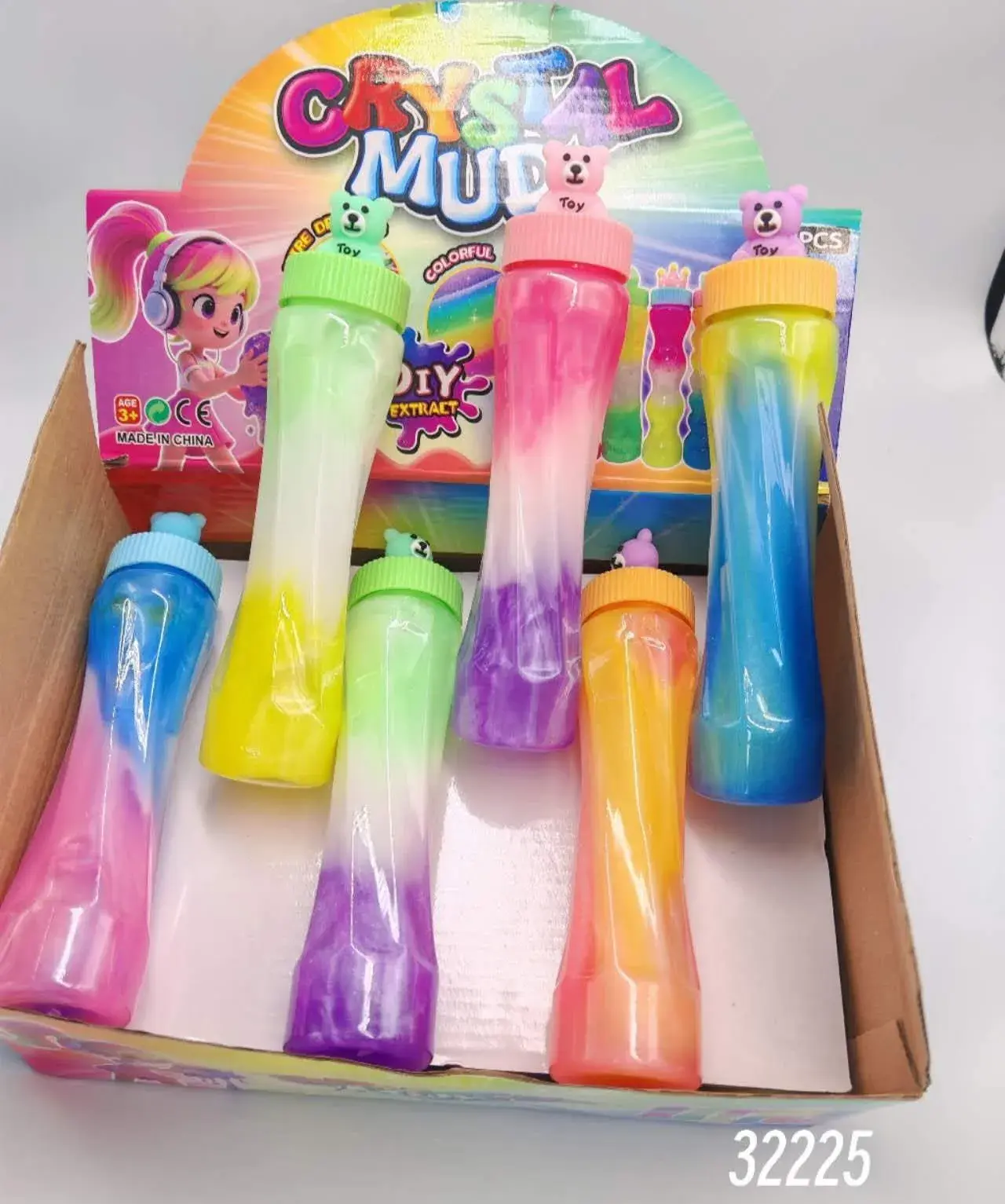 Zabawki Slime Bear - Kolorowa Masa Crystal Mud z Misiem 12szt