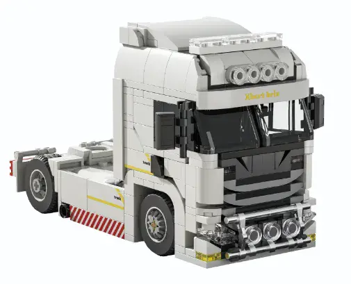 Zestaw klocków ciężarówka Volvo biała z kontenerem