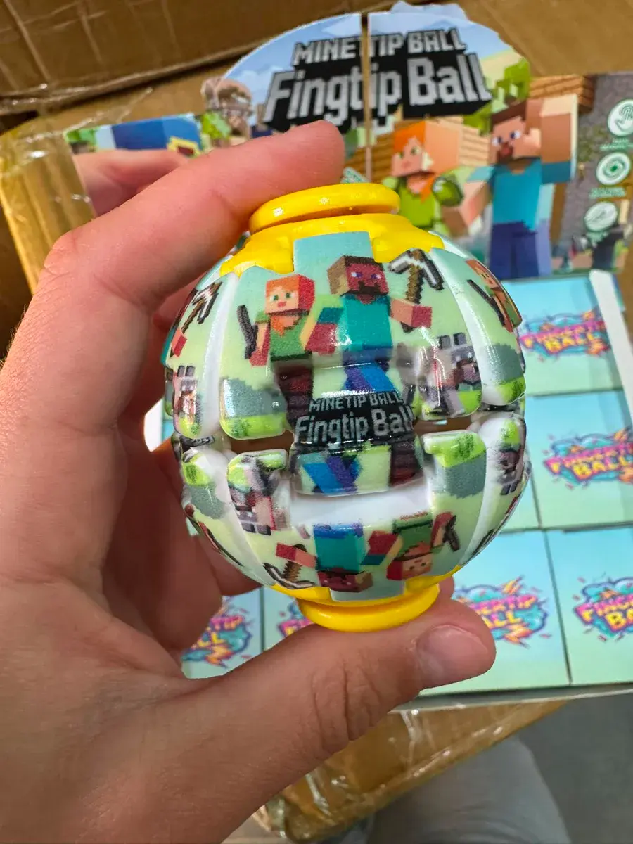 Piłka Fingtip Ball z motywem Minecraft, żółto-zielona