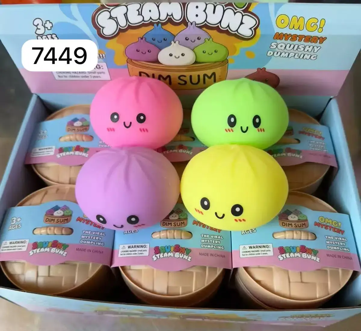 Kolorowe miękkie squishy bułeczki Steam Bunz do ściskania