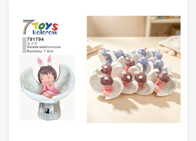 Figurka aniołka z króliczymi uszami 7,5 cm LED 7Toys kolorowa