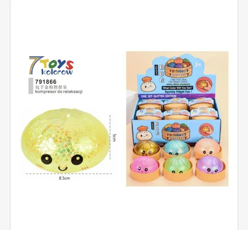 Kolorowy kompresor do relaksacji 7 Toys z brokatem 8,5x5 cm