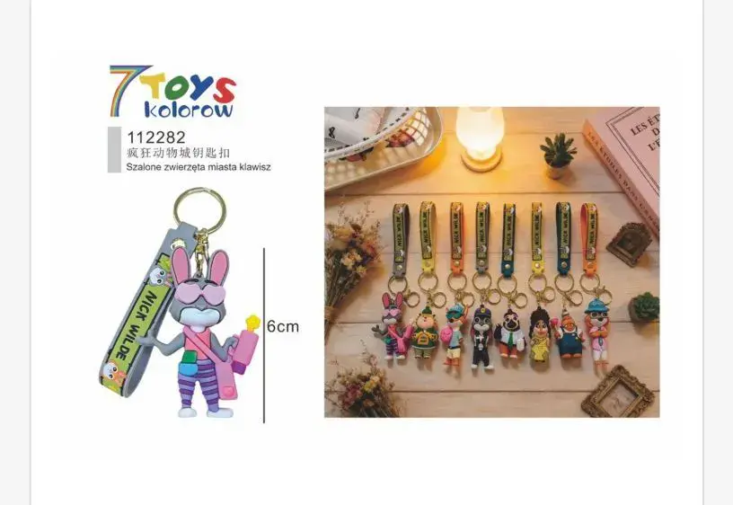 Brelok 7 Toys Kolorowy Królik 6 cm z paskiem z napisem