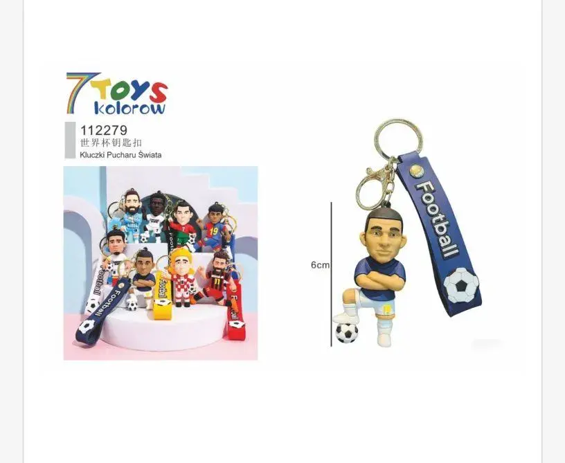 Brelok piłkarz z zawieszką Football 6 cm kolorowy