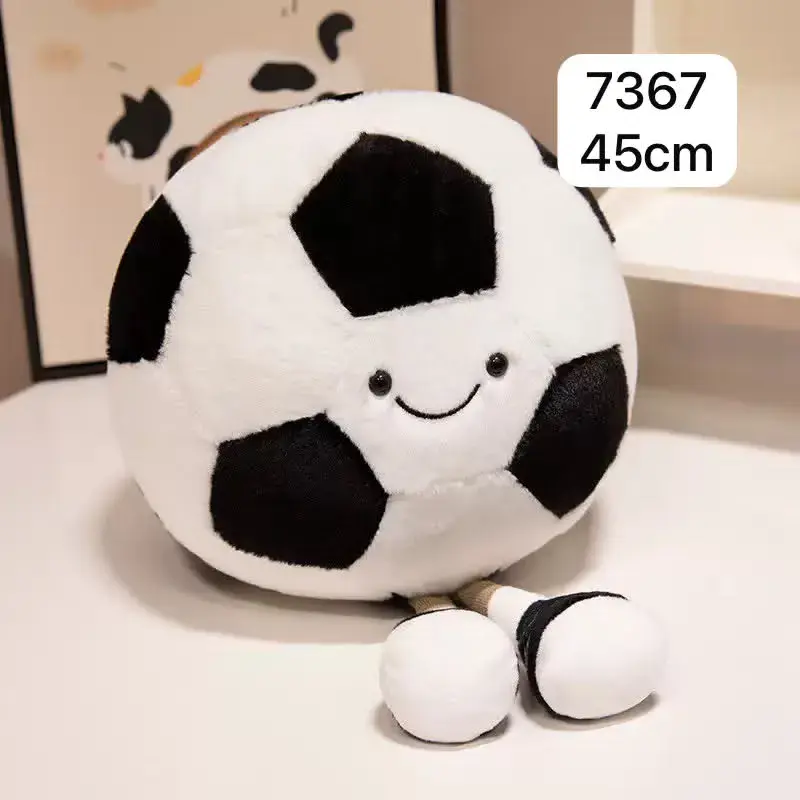 Pluszowa Piłka Nożna 45 cm Czarna z Białym Uśmiechem