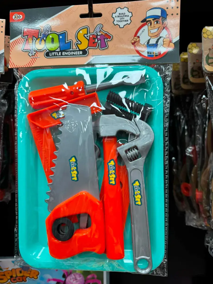 Zestaw narzędzi dziecięcych Tool Set pomarańczowo-szary na tacy
