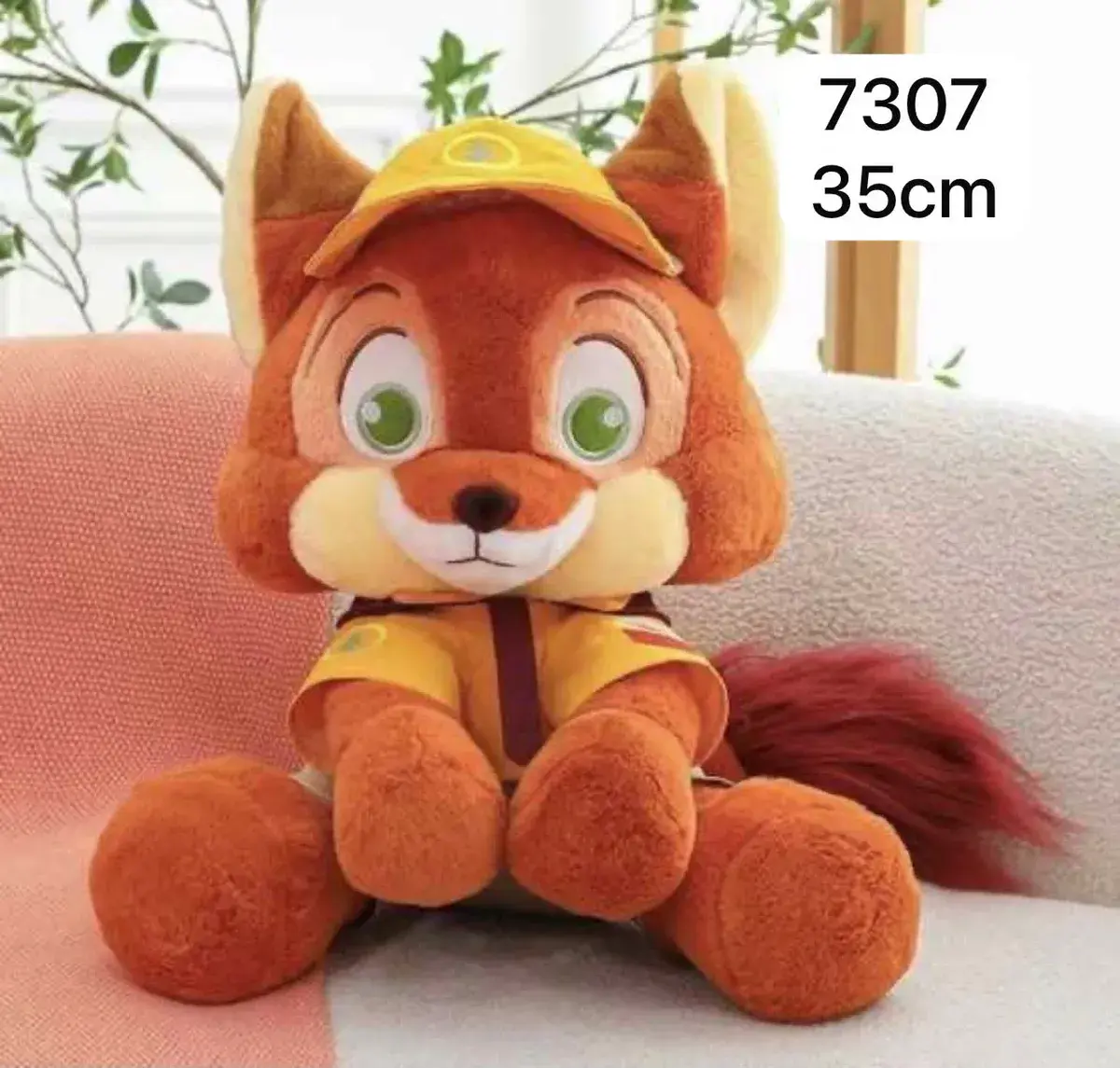 Pluszowa maskotka lis w żółtej czapce 35 cm