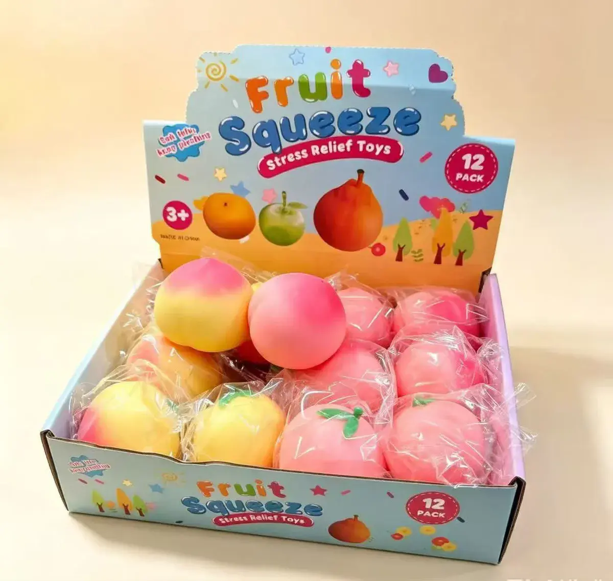 Fruit Squeeze Stress Relief Toys Brzoskwinia 12 szt