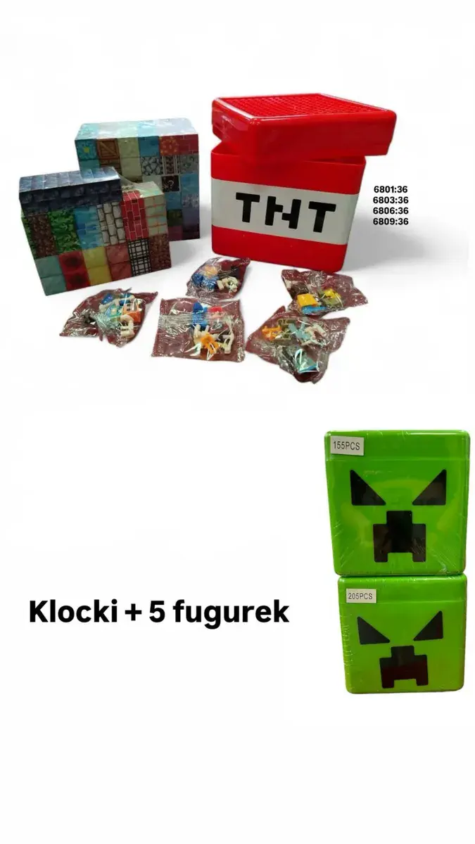 Klocki Minecraft 155PCS z figurkami Creeper TNT