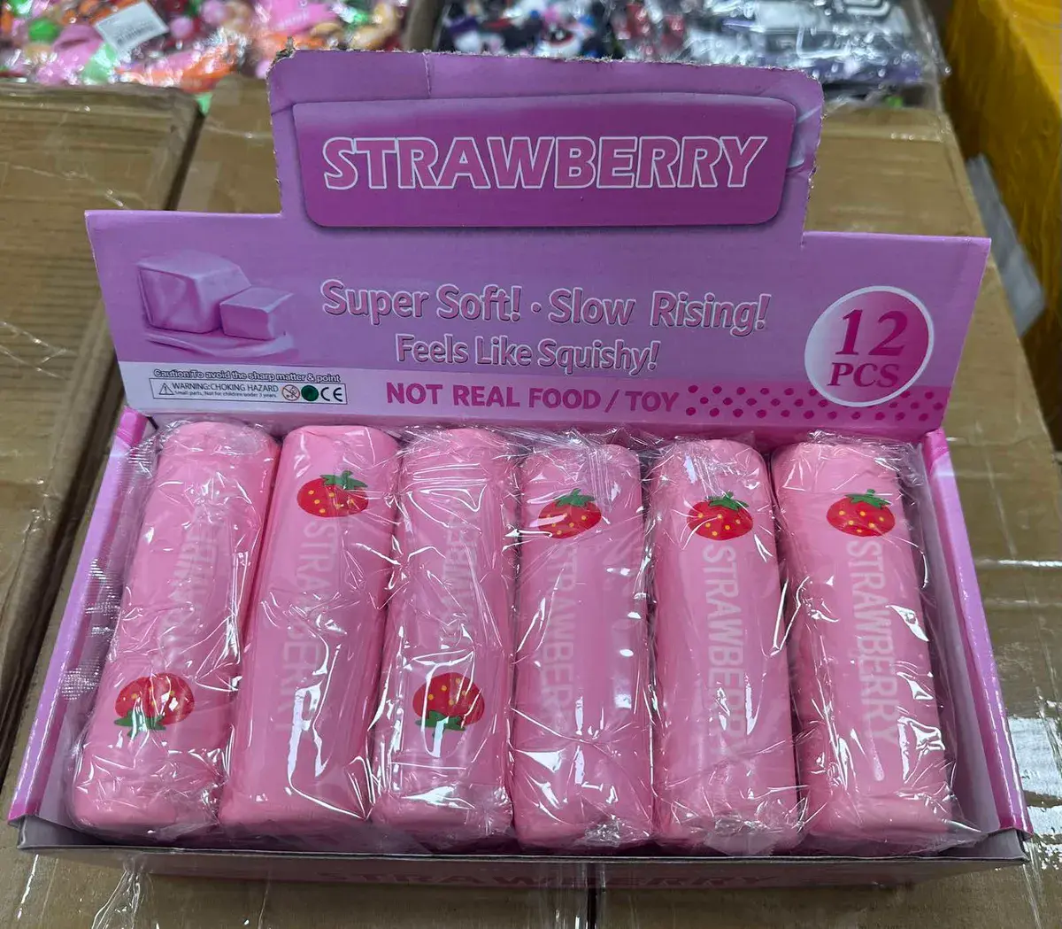 Różowy Squishy Truskawkowy Zabawka Antystresowa 12 sztuk
