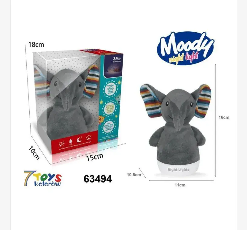 Pluszak Słoń Night Light Moodydy 18 cm z podświetleniem