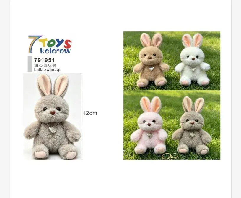 Pluszowy króliczek 12 cm miękki z zawieszką serce 7 Toys