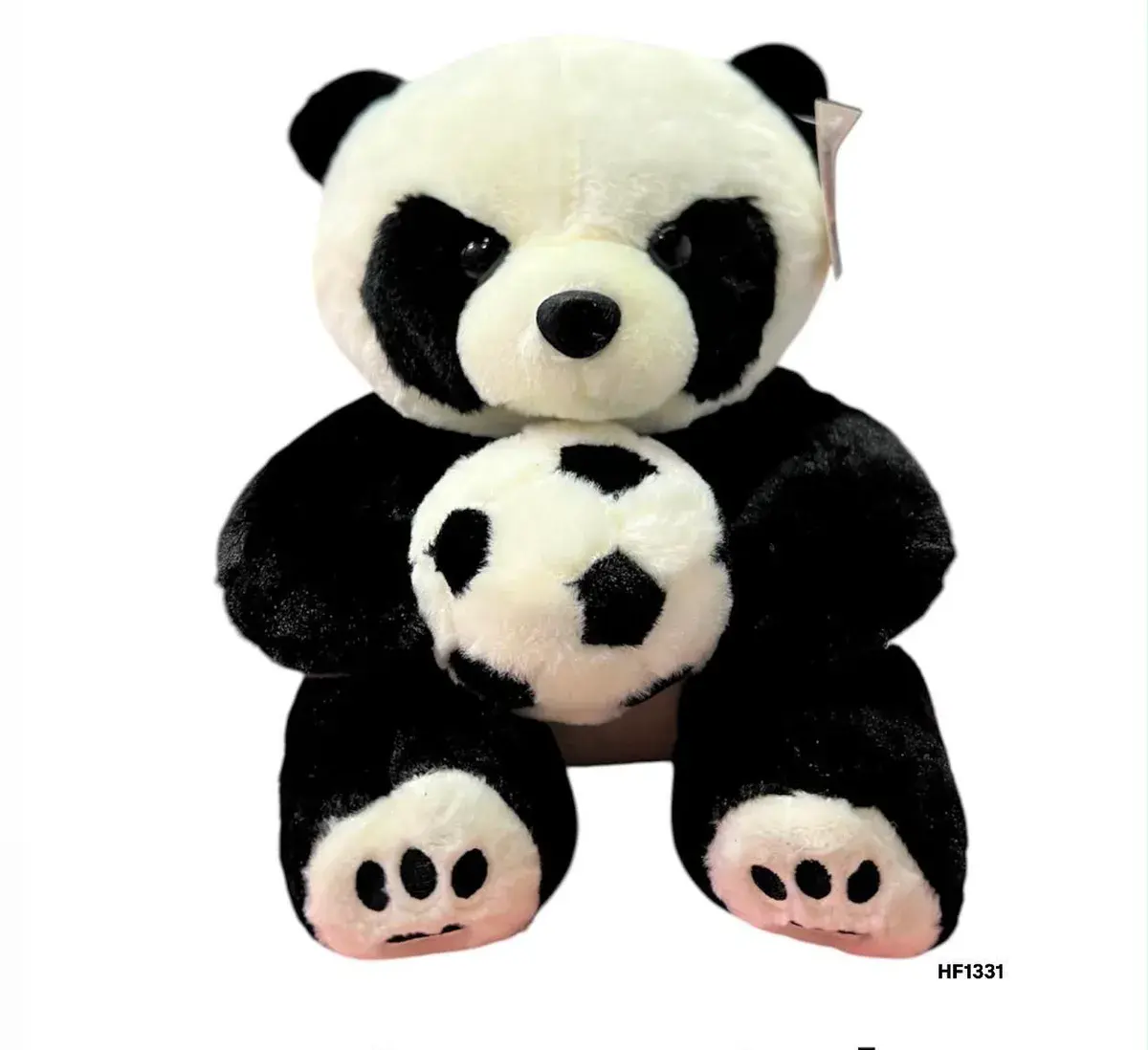 Pluszowa panda czarno-biała z piłką 35 cm miękka zabawka