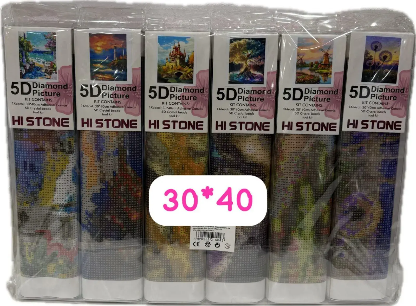 Zestaw 6x 5D Diamond Painting Hi-Stone 30x40 cm