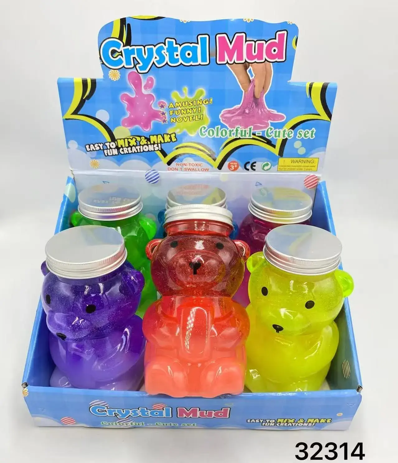 Zabawki Slime Crystal Mud w słoiku Miś 12 szt.