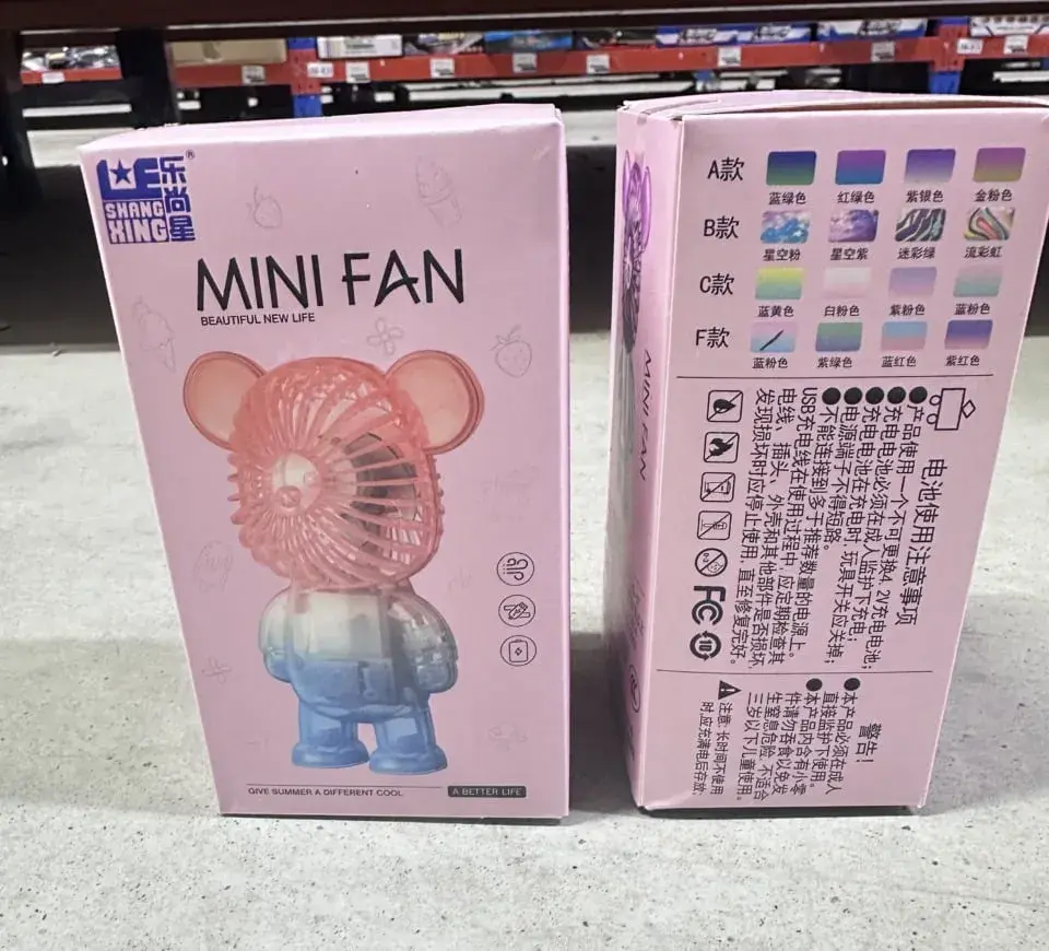 Zabawki Mini Fan Wiatraczek Przenośny Miś USB Mix 12 szt
