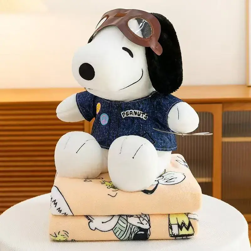 Pluszowa maskotka Snoopy z okularami i kocyk Peanuts beżowy