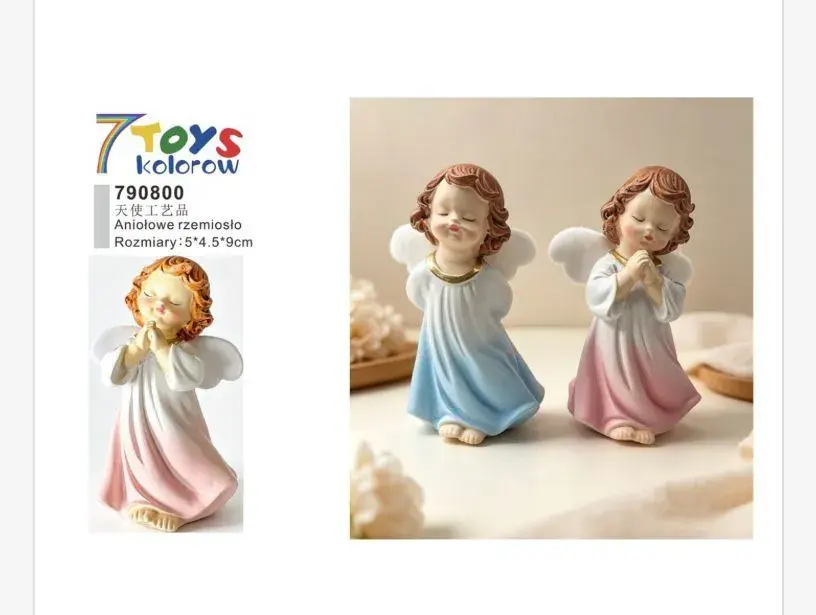 Figurka Aniołek Dekoracyjny 5x4.5x9 cm w Pastelowych Kolorach