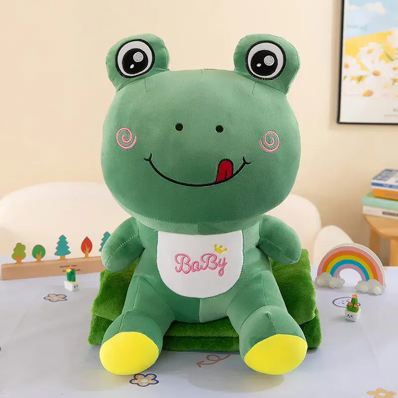Pluszowa Zielona Żabka z Haftem BaBy i Żółtymi Łapkami