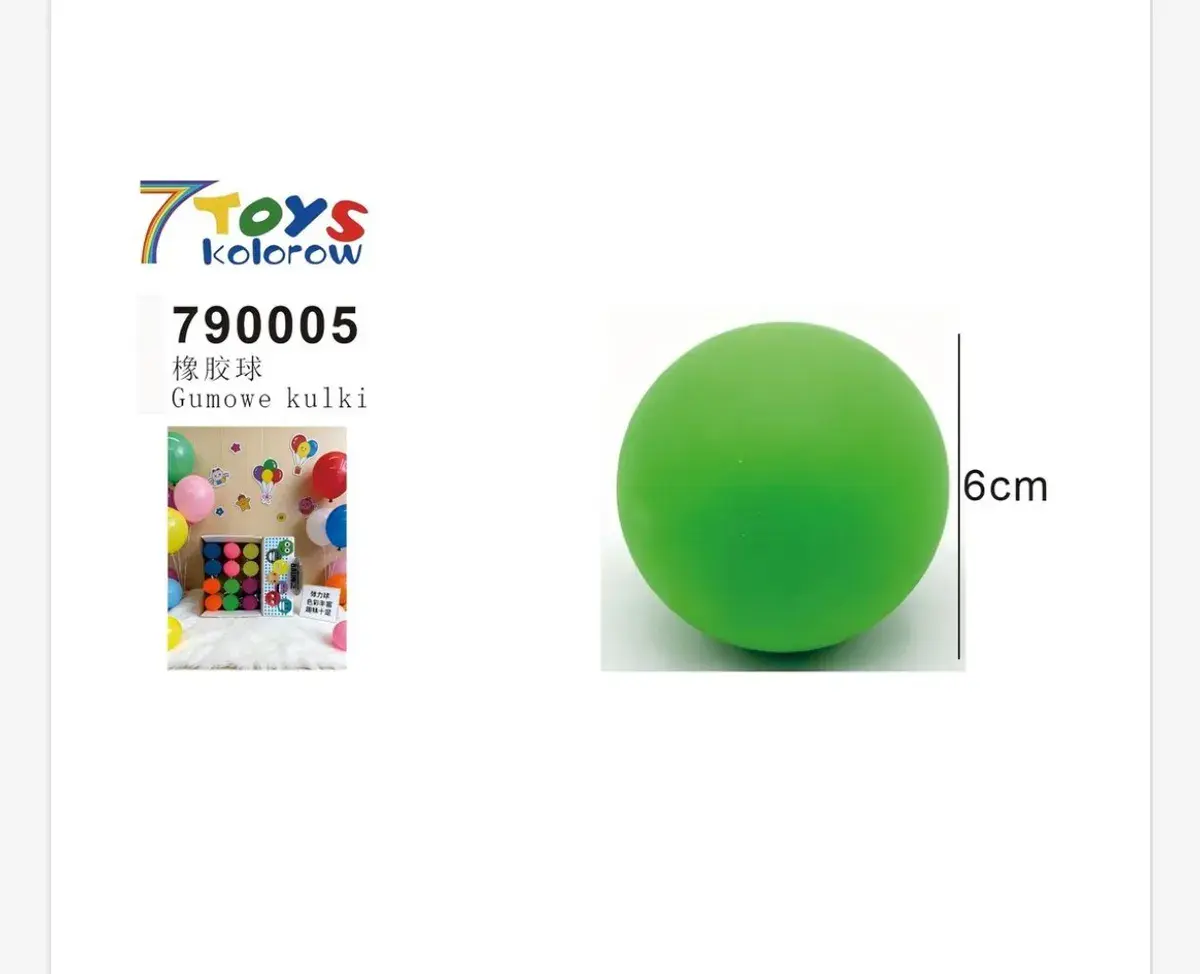 Gumowa kulka zielona 6 cm 7 Toys kolorowa piłka do zabawy