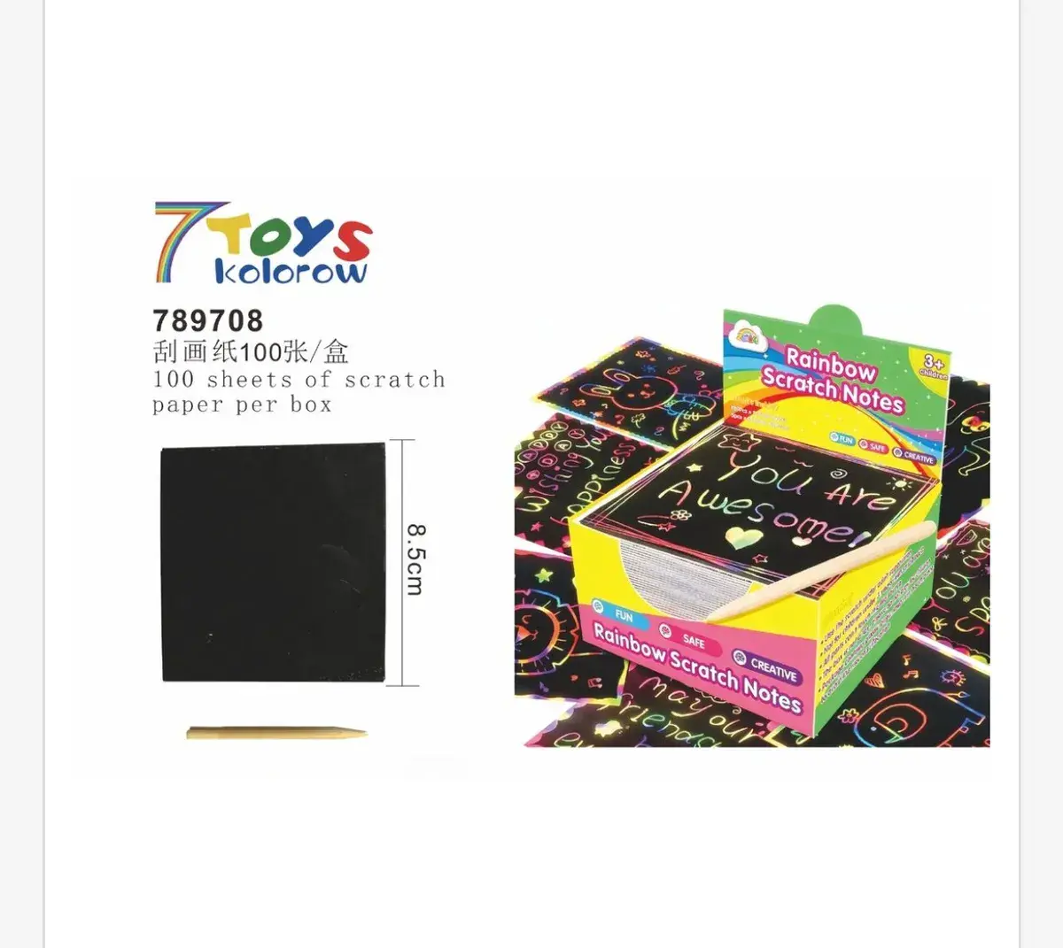 Kolorowe notesy do zdrapywania 7 Toys 8,5x8,5 cm 100 arkuszy