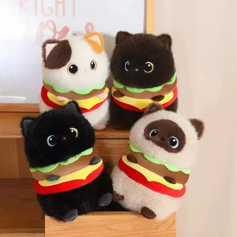Pluszowy kotek hamburger 25cm miękki zabawka kolekcjonerska