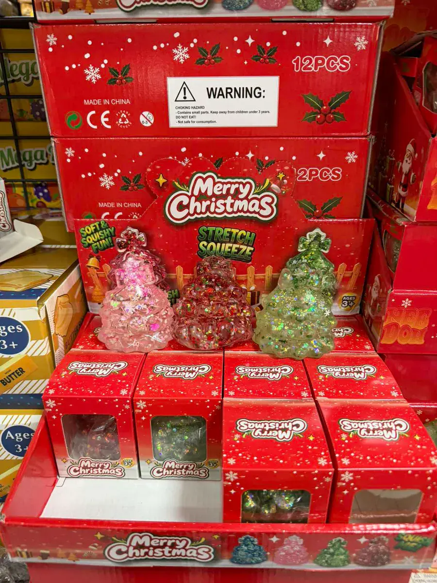 Merry Christmas miękka zabawka choinka z brokatem 3 kolory