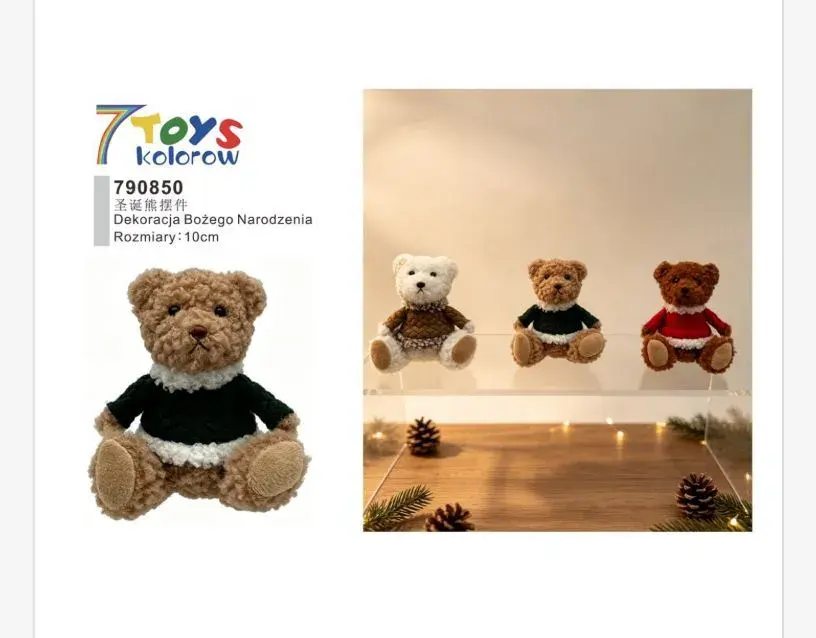 Miś pluszowy dekoracja świąteczna 10 cm kolorowy 7 Toys