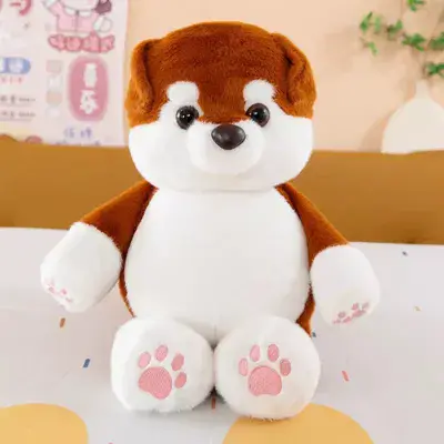 Pluszowy Miś Brązowo-Biały z Różowymi Łapkami 30 cm
