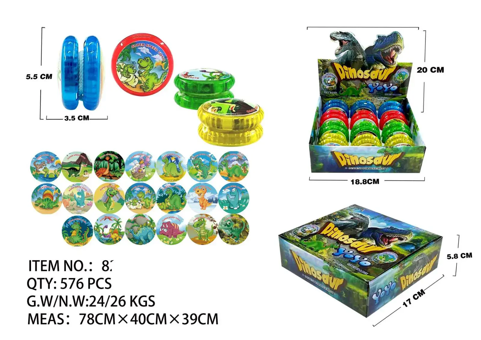 Zabawki YOYO Dino dla Dzieci 5,5 cm Śr