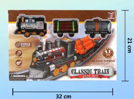 Classic Train Zestaw Kolejka Parowa z Wagonami 32x21 cm