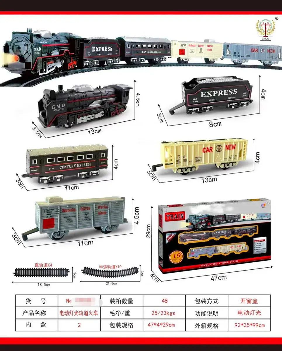 Zestaw Kolejka Express Czarny z Wagonami i Tory 47x29cm