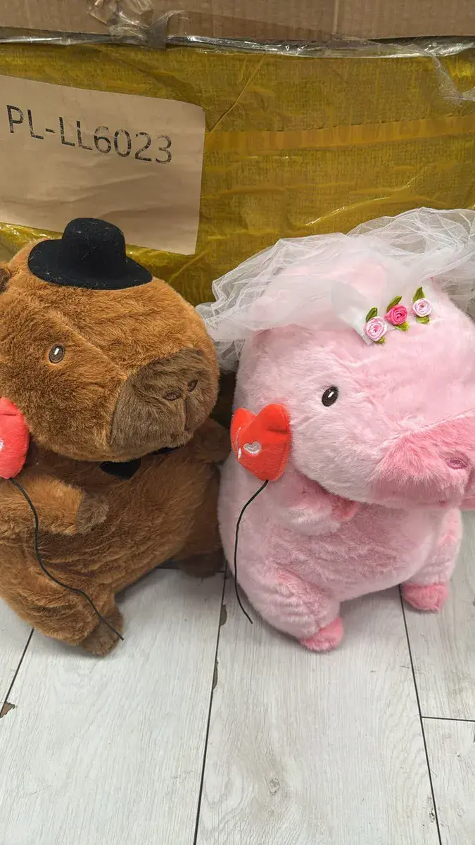 Miękka pluszowa maskotka świnka i pies 40cm z akcesoriami