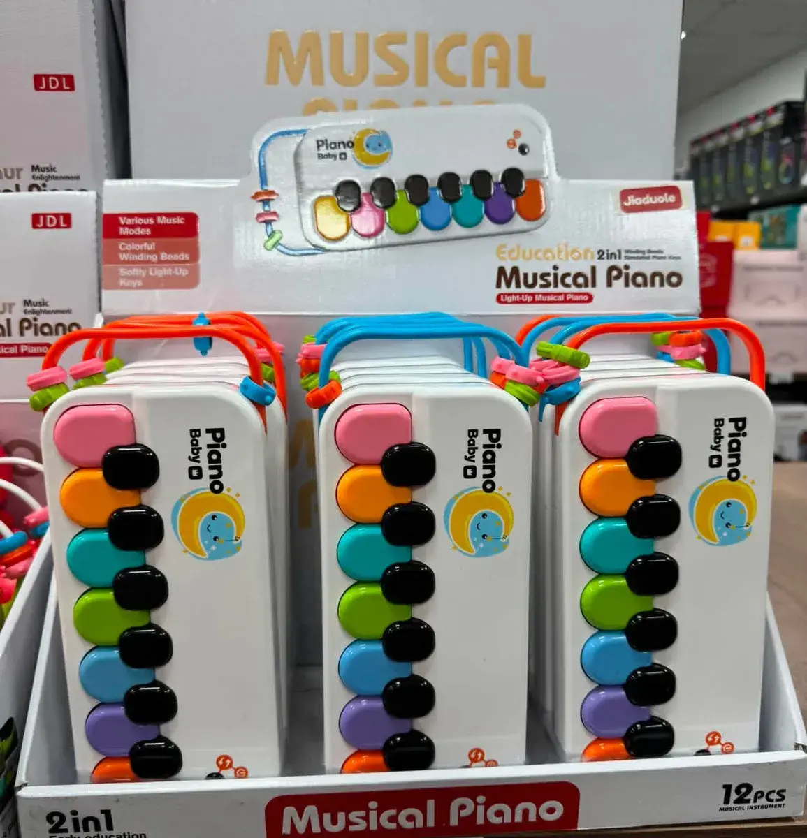 Kolorowe pianinko edukacyjne 2w1 z koralikami do nauki muzyki
