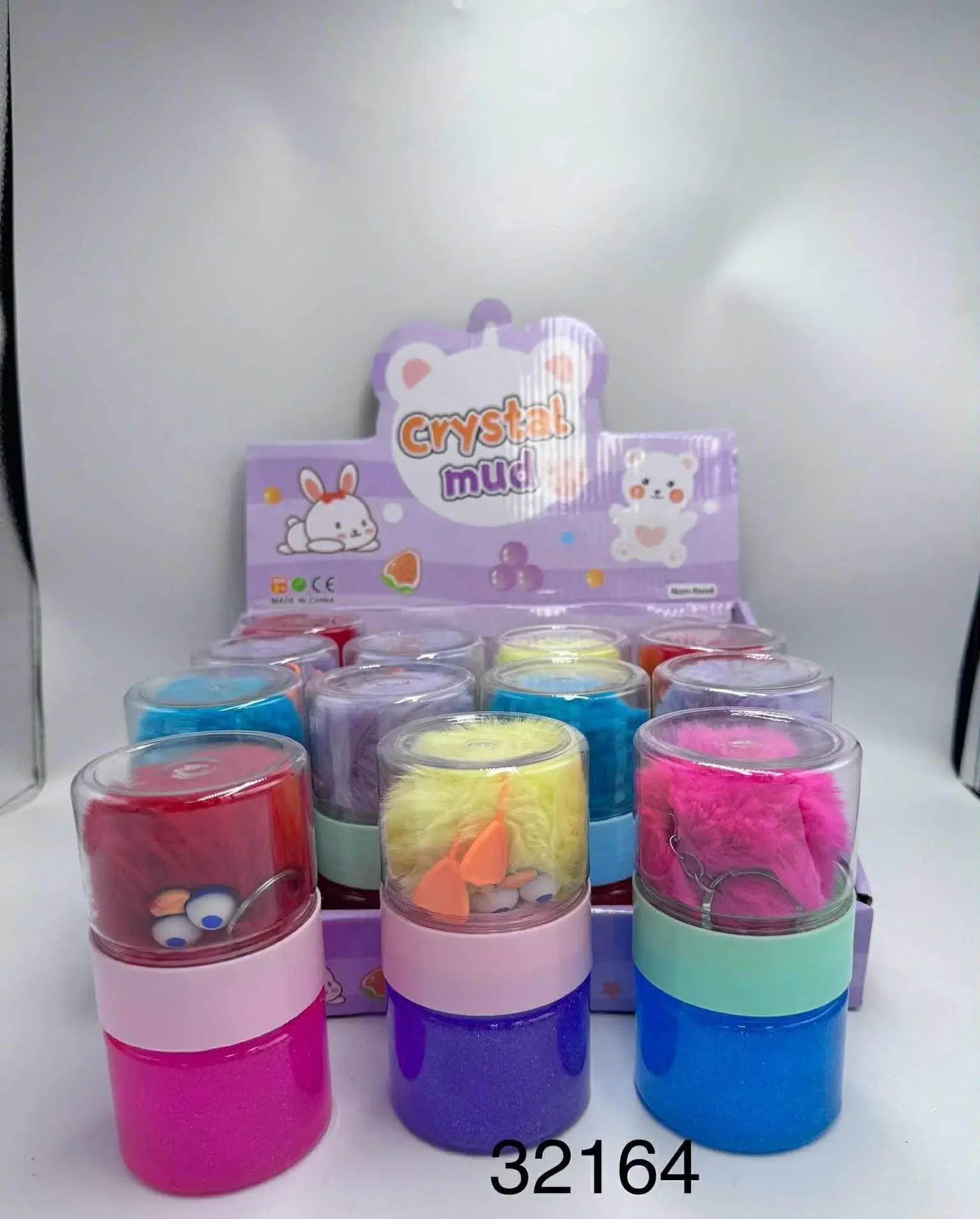 Slime Crystal Mud z brelokiem pomponem 12 szt.