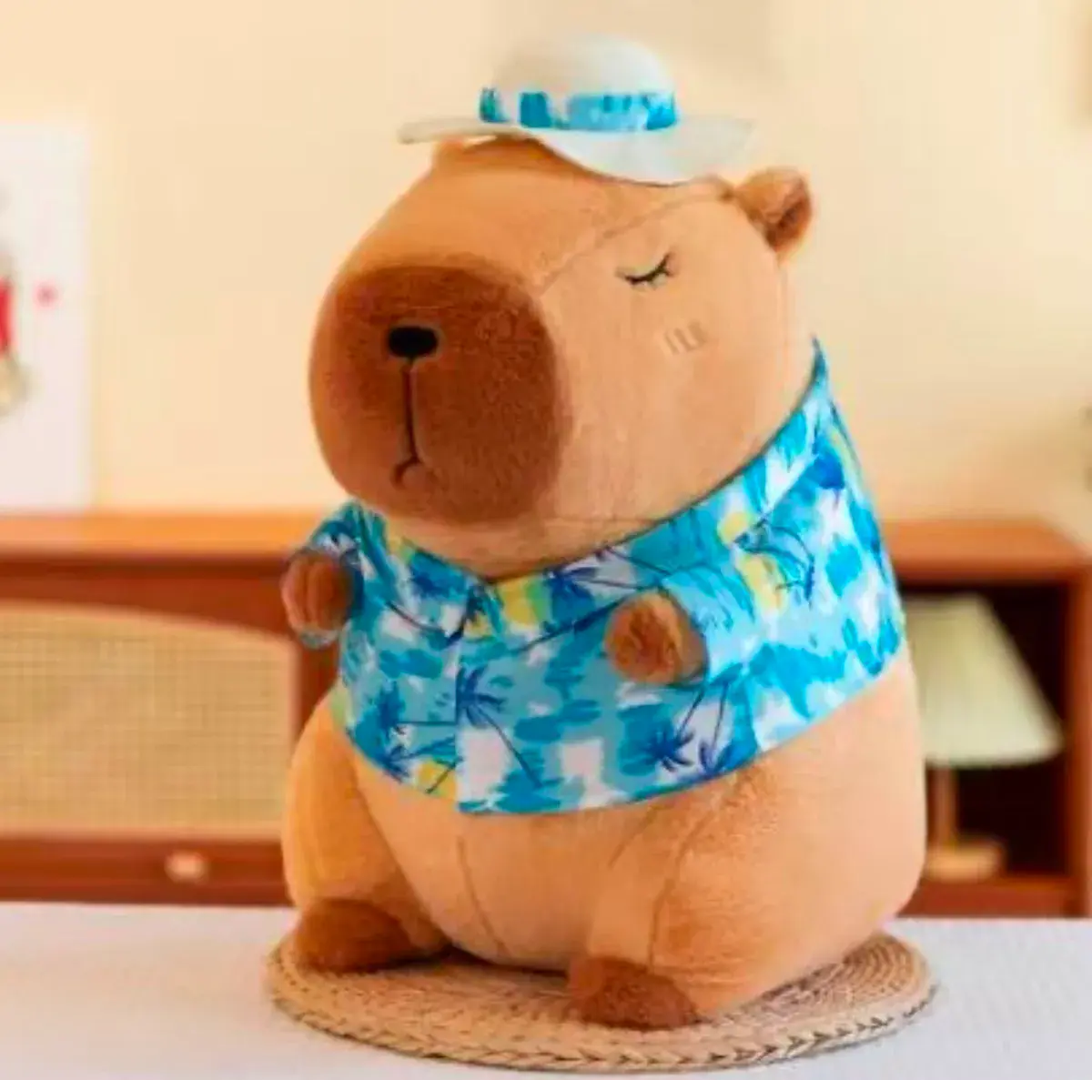 Pluszowa maskotka miś w kapeluszu i hawajskiej koszuli 40cm