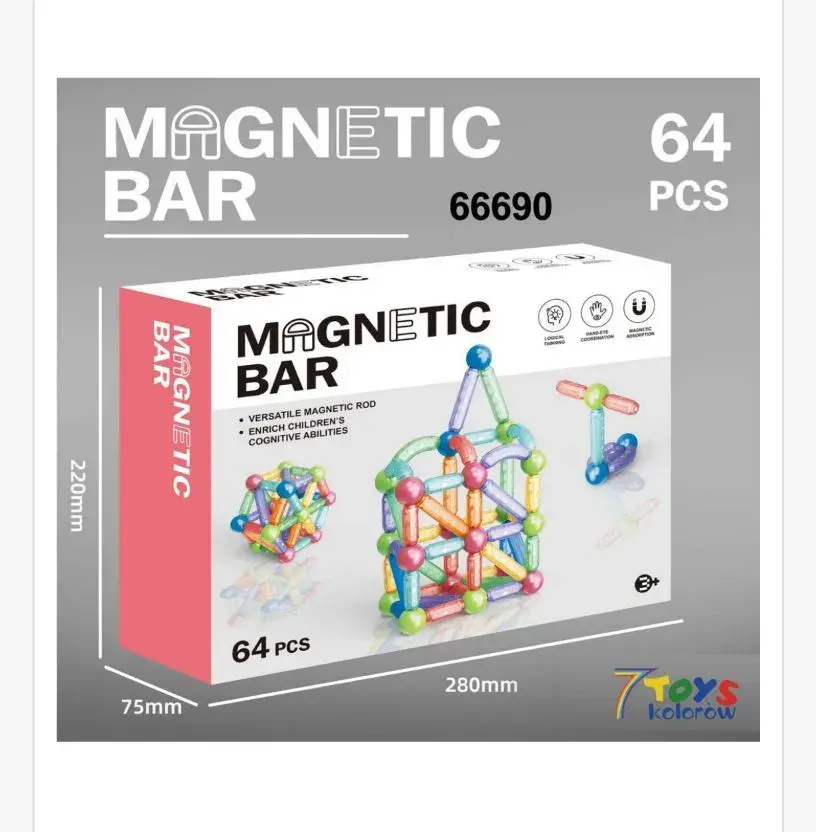 Magnetyczny Bar 64PCS - pręty 75x220mm