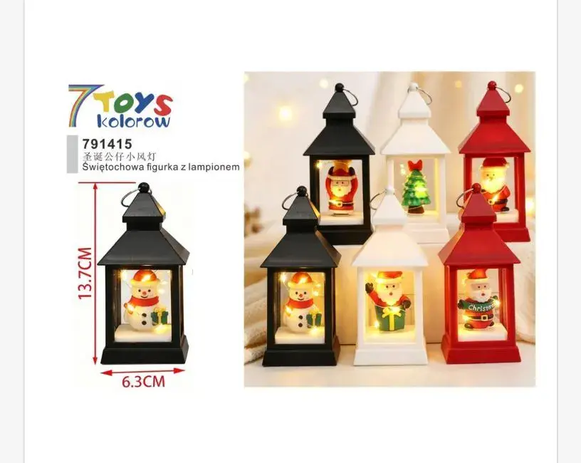 Świąteczna figurka z lampionem LED 13,7x6,3 cm mix kolorów
