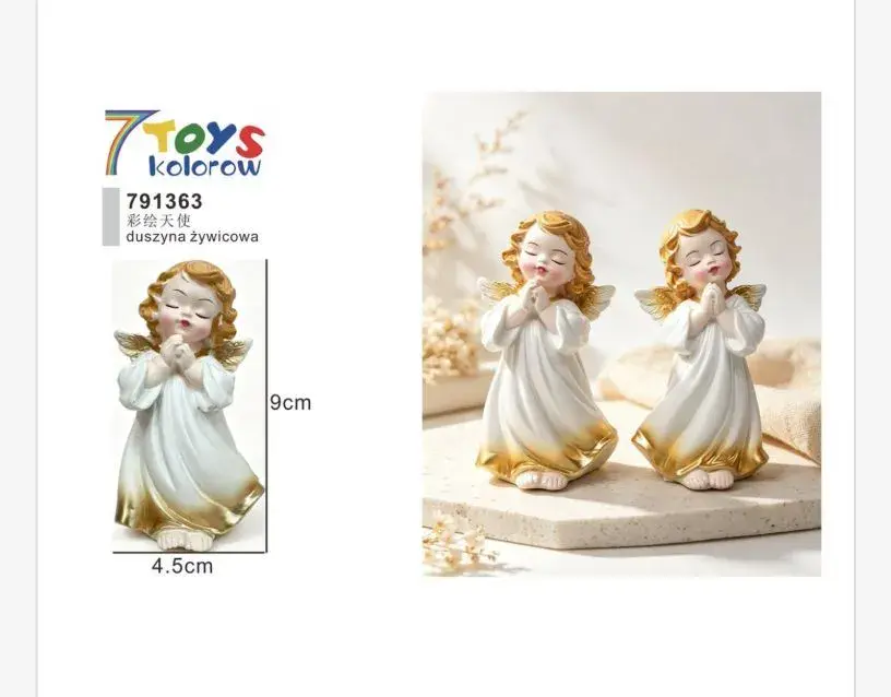 Figurka Aniołek Biało-Złoty 9x4,5 cm z żywicy dekoracyjna
