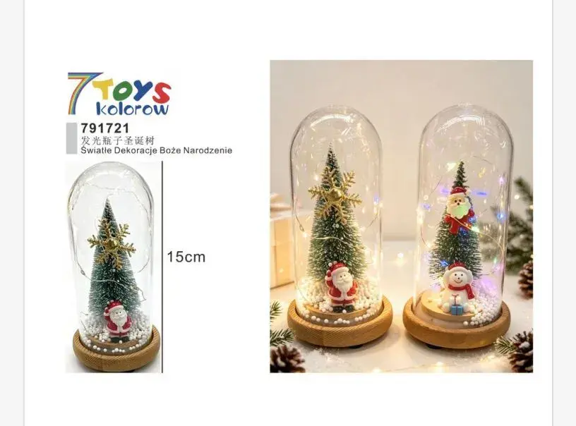 Dekoracja Świąteczna LED z Choinką i Mikołajem 15 cm
