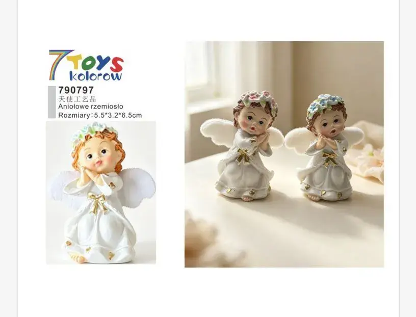 Figurka Aniołek z kwiatową koroną 5,5x3,2x6,5 cm dekoracja