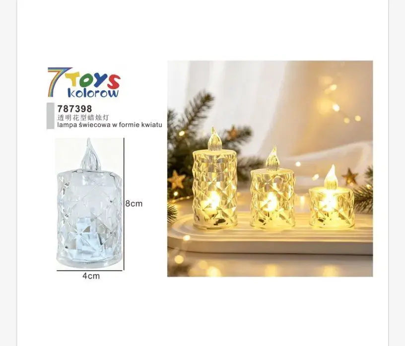 Lampka LED świeca dekoracyjna przezroczysta 8x4 cm 7 Toys