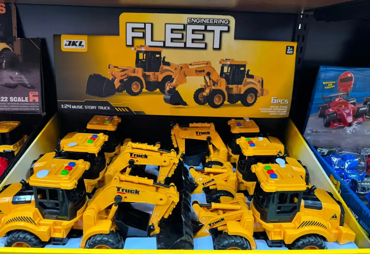 Zestaw 6 sztuk żółtych pojazdów budowlanych Fleet 1:24