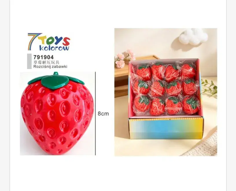 Antystresowa truskawka 8 cm czerwono-zielona 7 Toys kolorów