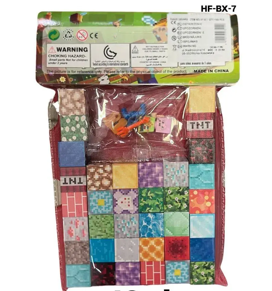 Magnetyczne klocki Minecraft 36 szt. kolorowe wzory HF-BX-7